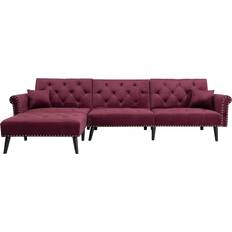 Convertible Sectional Wine red Sofa 115" 4 Seater