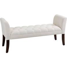 White Settee Benches Homcom End of Bed with Button Tufted Cream/White Settee Bench 55x25.5"