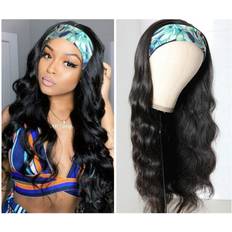 Eooma Curly Headband Wig Human Hair Wigs for Black Women (16 inch