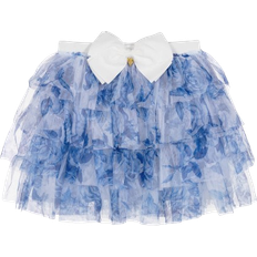 Girl's Snowdrop Tulle Skirt With Flower Print - Blue