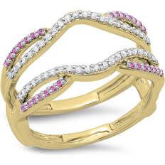 Dazzling Rock Wedding Band Guard Double Ring - Gold/Silver/Diamonds