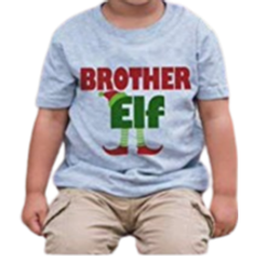 Toddler Brother Elf Christmas T-shirt - Gray