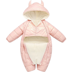 Infant Winter Hooded Cartoon Snowsuit - Pink