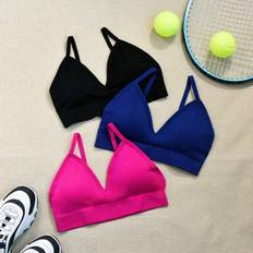 Shein Women Underwear Shein 3pcs Solid Color Seamless Sports Bra