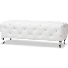 Baxton Studio Stella Crystal White Settee Bench 54x19.5"