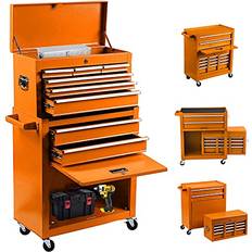 BCBYou 8-Drawer Rolling Tool Chest 2 in 1 High Capacity Tool Box Detachable Organizer Tool Storage Cabinet Orange