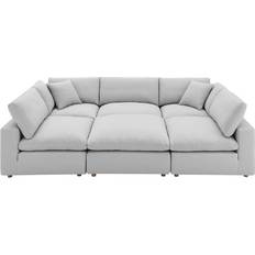 Furniture modway 6 - Piece Upholstered Sectional Light Gray Sofa 120" 6 6 Seater