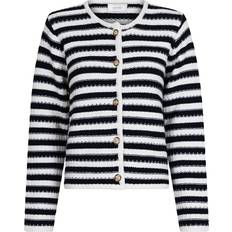 Neo Noir Cardigans Neo Noir Limone Stripe Knit Jacket - Navy/White