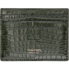 Tom Ford T-Line Croc Embossed Card Holder - Green