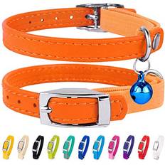 Cat - Dog Collars & Leashes Pets CollarDirect Leather Cat Collar, Cat Safety Collar with Elastic Bell