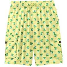 Women - Yellow Swimming Trunks Plus Women's KS Island 8" Flex Cargo Swim Trunks by KS Island in Yellow Palm Trees Size 4XL