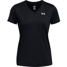 Under Armour Women T-shirts & Tank Tops Under Armour Women's Tech V-Neck Short Sleeve Black White