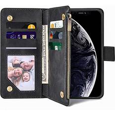 Mobile Phone Accessories iPhone XR Wallet Case, iPhone XR Case with Card Holder, Flip Case with Magnetic Closure Adjustable with Kickstand Shockproof Protective Case for iPhone XR 6.1 Inch Compatible Wireless Charging- Black