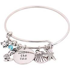 Jewelry Dckazz Little Mermaid Gifts Ariel Bracelet Ocean Bracelets Crab,Starfish,Shell Charms Bangle for Women Girls "Under the sea"Mermaid Bangles