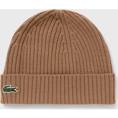 Lacoste Herre Luer Lacoste Unisex Ribbed Wool Beanie One Brown