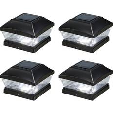 GlitzHome Set of 4 Black Solar Fence Deck Lights Set
