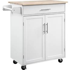 Trolley Tables Homcom Kitchen Cabinet Island White Trolley Table 17.8x32.8"