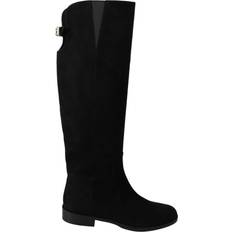 Dolce & Gabbana Hohe Stiefel Dolce & Gabbana Black Suede Knee High Flat Boots Women's Shoes