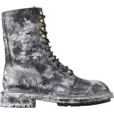 Dolce & Gabbana Lace Boots Dolce & Gabbana Black Leather Combat High Boots Shoes