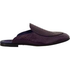 Dolce & Gabbana Men Slides Dolce & Gabbana Purple Exotic Leather Flats Slides Shoes EU44/US11