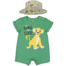 Disney Bodysuits Children's Clothing Disney Lion King Simba Baby Boys Romper Sunhat Set Green Months