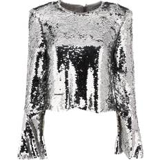 XXXS Blusen Self-Portrait Top mit Pailletten Silber