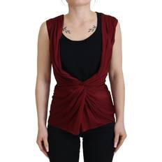 Dolce & Gabbana Red Blouses Dolce & Gabbana Bordeaux Silk Stretch Top Vest Blouse