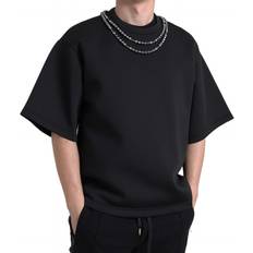 Dolce & Gabbana Polyester T-shirts Dolce & Gabbana Black Necklace Embellished Polyester Men's T-shirt