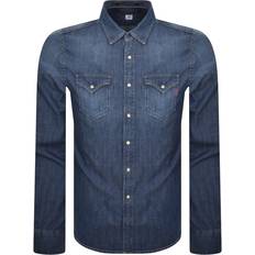 Replay Hemden Replay Denim Look Long Sleeved Shirt Blue