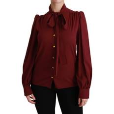 Dolce & Gabbana Red Blouses Dolce & Gabbana Maroon Long Sleeve Shirt Blouse Silk Women's Top