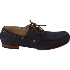Dolce & Gabbana Boat Shoes Dolce & Gabbana Blue Leather Lace Up Men Casual Boat Shoes