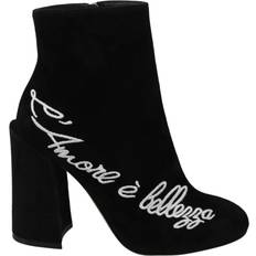 Dolce & Gabbana Lace Boots Dolce & Gabbana Black Suede Amore Bellezza Boots Shoes