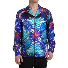 Dolce & Gabbana Men Sleepwear Dolce & Gabbana Multicolor Silk Psychedelic Print Men Pajama Shirt IT39