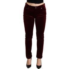 Dolce & Gabbana Red Pants Dolce & Gabbana Bordeaux Red Velvet Skinny Trouser IT36 Red IT36