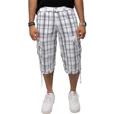 Cargo Shorts - White X-Ray Men's Belted Capri Cargo Shorts Plaid White