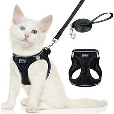 Cat - Dog Collars & Leashes Pets Cat Harness and Leash for Walking,Escape Proof Saft Adjustable Vest Harnesses