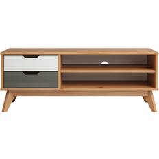 Natur Ablagetische Ebuy24 Inter-Furn TV-Lowboard, Kiefernholz, Kiefer Massiv-Honig/Grau/Weiß Ablagetisch