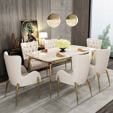 JVMoebel Complete Luxury White Tischgruppe 80x140cm
