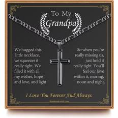 Grandpa Gifts Grandpa Cross Necklace, Black Cross Necklace Cross Pendant Grandpa Jewelry Fathers Day Christmas Gifts for Grandpa Fathers Day Religious Gifts for Grandpa Christian Birthday Gifts