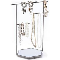 Men Jewelry Stands Mango Steam Hexagon Jewelry Tower Display Stand for Bracelets & Necklaces Silver