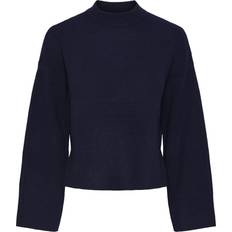 Blå - Dame - Strikkegensere Y.A.S Frido Knitted Pullover - Night Sky