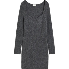 H&M Ribbed Knit Dress - Dark Gray Mottled