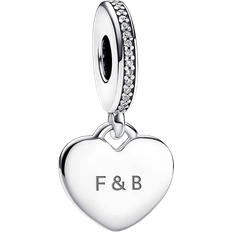 Pandora Engravable Heart Tag Dangle Charm - Silver/Transparent