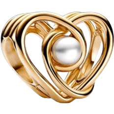 Pandora Openwork Swirling Heart Charm - Gold/Pearl