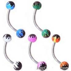 Men Piercings Body Jewelry UV Flames Eyebrow Ring - Multicolour