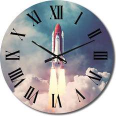 Design Art Space Ship Taking Off I Teal Wall Clock 16"
