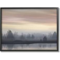 Stupell Foggy Pond Reflection Black Framed Art 14x11"