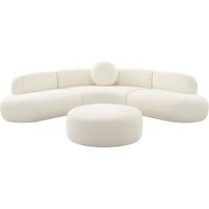 Cream sectional sofa TOV Furniture Broohah Boucle Sectional Cream Sofa 100"