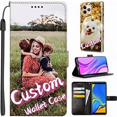 Mobile Phone Accessories Unique-Custom-Gift Personalized Photo PU Leather Wallet Phone Case with Kickstand Flip Cover for Samsung Galaxy S9 S10 S20 S21 S22 Plus Ultra Note 9 10 20 Ultra, Customize Picture on Front and Back