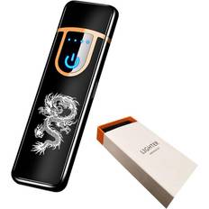 Lighters Zoippdms ZOIPPDMS Electronic Lighter, Rechargeable Lighter Touch Ignition USB Charging Lighter,Windproof Lighter,Power Indicator Flameless Boyfriends Father Gifts Dragon Pattern